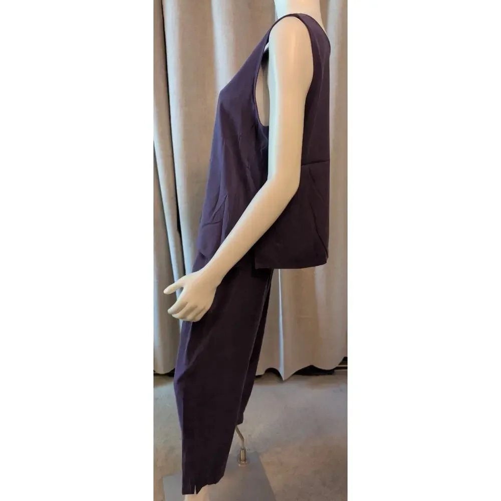 VTG Tan Jan Petites Women's Size 14/12 2 Pc. Purple Sleeveless Top & Pants Set